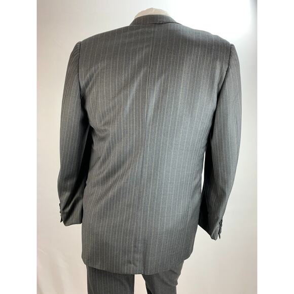 $15K MENS 40R ERMENEGILDO ZEGNA HAND MADE Pinstripe Charcoal BLACK TUXEDO SUIT - Picture 6 of 12